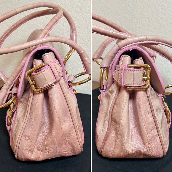 Rare DOLCE & GABBANA Hard to Find Eel Skin Leather Pink w Gold Tone Satchel Bag - Picture 5 of 17